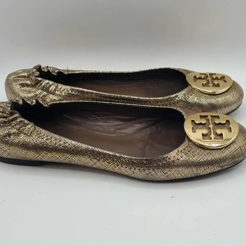 Tory Burch Reva Rare Metallic Ballet Flats size 7 1/2